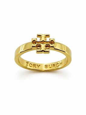 Tory Burch Gold Logo Band Ring